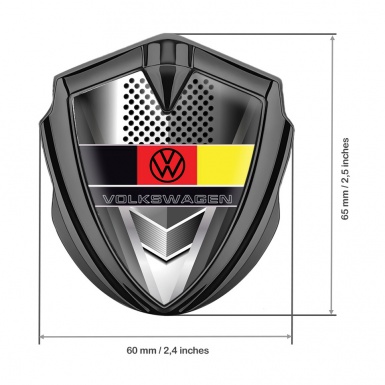 VW Metal Emblem Self Adhesive Graphite Steel Grate German Flag Edition