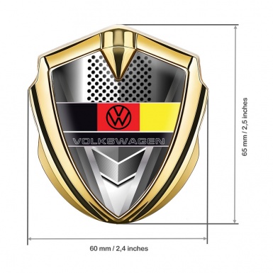 VW Metal Emblem Self Adhesive Gold Steel Grate German Flag Edition