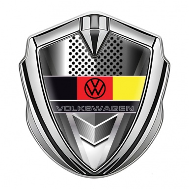 VW Metal Emblem Self Adhesive Silver Steel Grate German Flag Edition