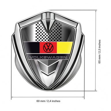 VW Metal Emblem Self Adhesive Silver Steel Grate German Flag Edition