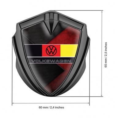 VW Fender Emblem Badge Graphite Mixed Texture German Tricolor Edition