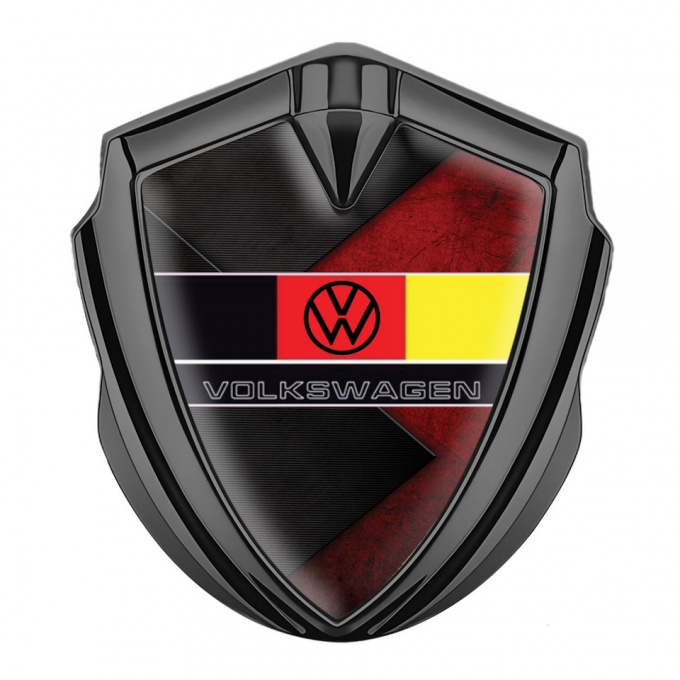 VW Fender Emblem Badge Graphite Mixed Texture German Tricolor Edition