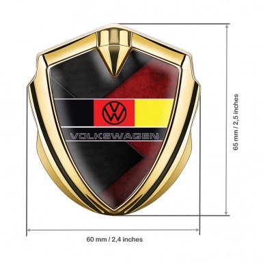 VW Fender Emblem Badge Gold Mixed Texture German Tricolor Edition