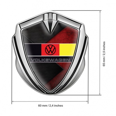 VW Fender Emblem Badge Silver Mixed Texture German Tricolor Edition