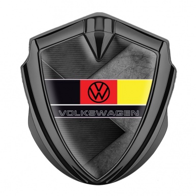 VW Emblem Trunk Badge Graphite Brazed Pattern German Flag Edition