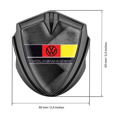 VW Emblem Trunk Badge Graphite Brazed Pattern German Flag Edition