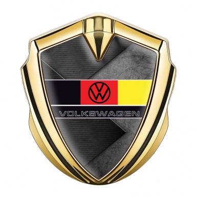 VW Emblem Trunk Badge Gold Brazed Pattern German Flag Edition