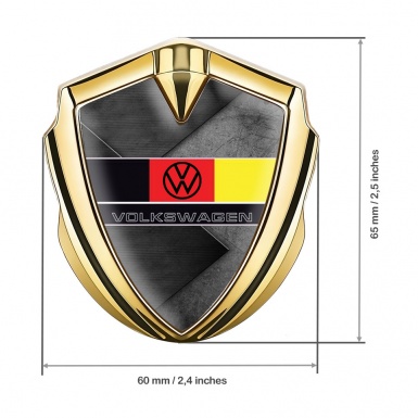 VW Emblem Trunk Badge Gold Brazed Pattern German Flag Edition