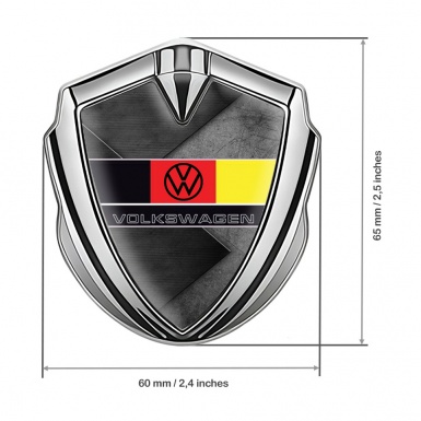 VW Emblem Trunk Badge Silver Brazed Pattern German Flag Edition