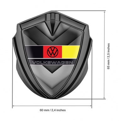 VW Emblem Self Adhesive Graphite Grey Arrows German Flag Edition