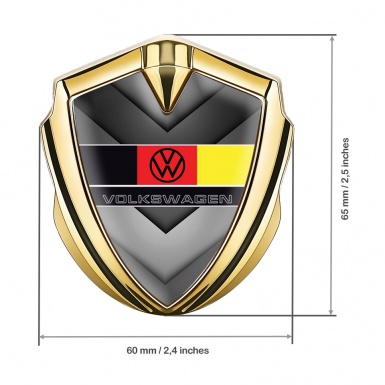 VW Emblem Self Adhesive Gold Grey Arrows German Flag Edition