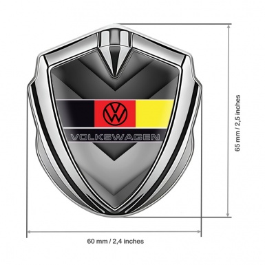 VW Emblem Self Adhesive Silver Grey Arrows German Flag Edition