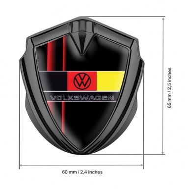 VW Metal Emblem Badge Graphite Red Stripes German Flag Edition