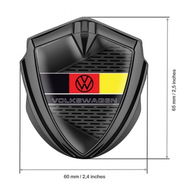 VW Domed Emblem Badge Graphite Dark Mesh German Flag Edition