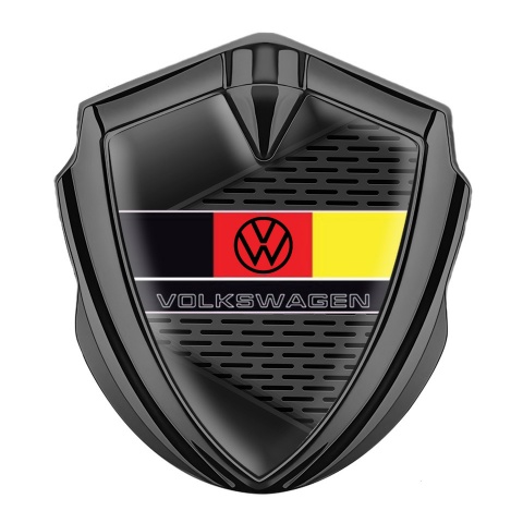 VW Domed Emblem Badge Graphite Dark Mesh German Flag Edition