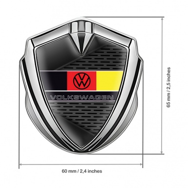 VW Domed Emblem Badge Silver Dark Mesh German Flag Edition