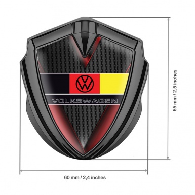 VW Emblem Ornament Graphite Dark Mesh Red Elements German Flag