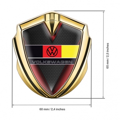 VW Emblem Ornament Gold Dark Mesh Red Elements German Flag