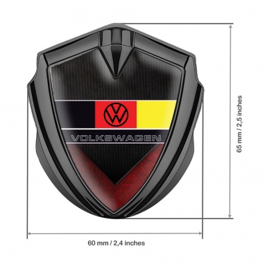 VW Bodyside Domed Emblem Graphite Red Black Texture German Flag