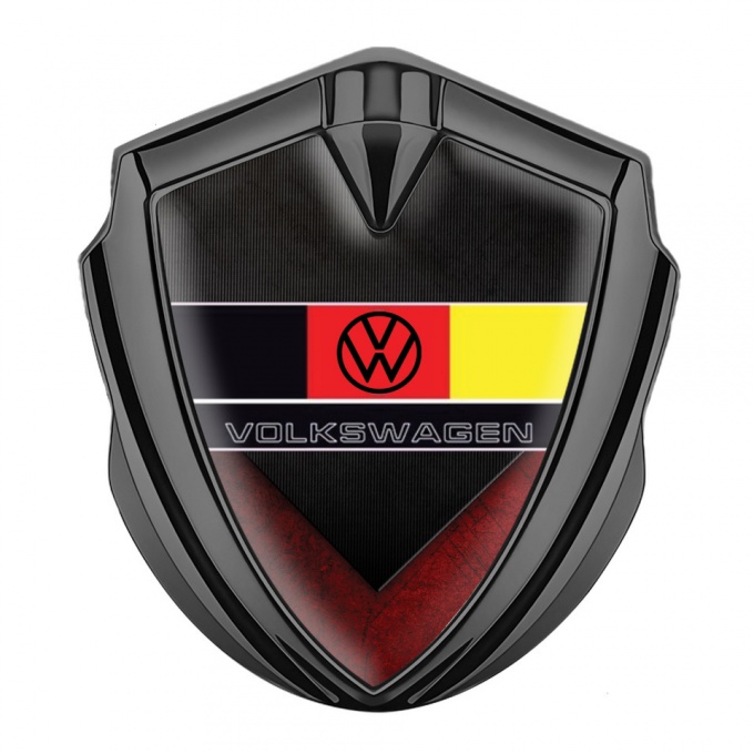 VW Bodyside Domed Emblem Graphite Red Black Texture German Flag