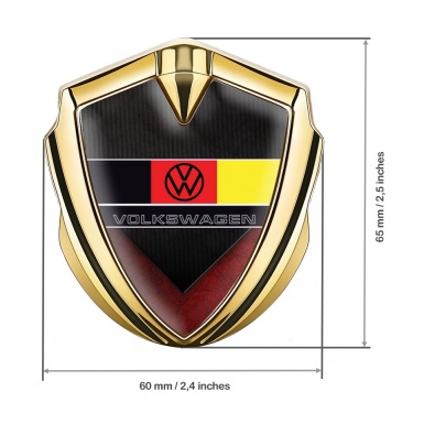 VW Bodyside Domed Emblem Gold Red Black Texture German Flag