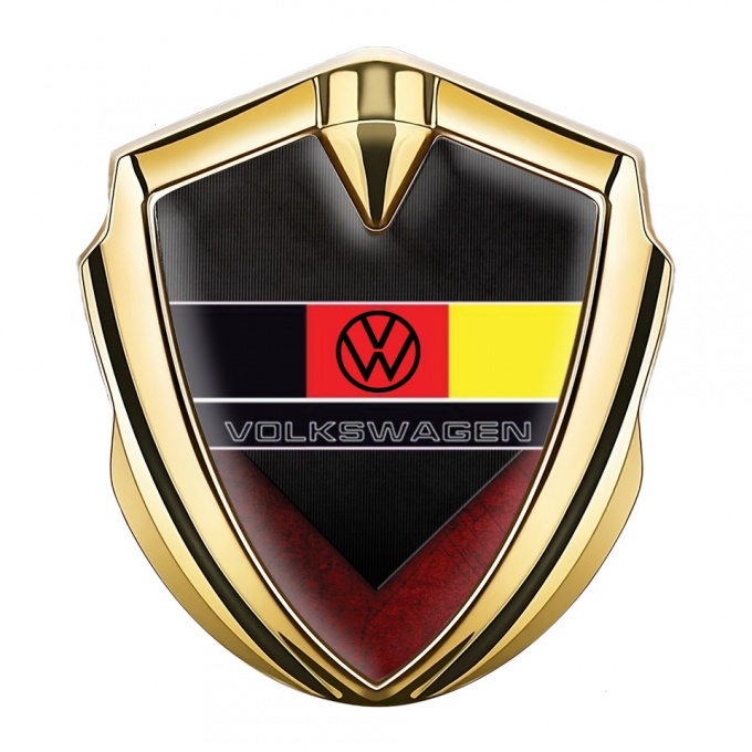 VW Bodyside Domed Emblem Gold Red Black Texture German Flag