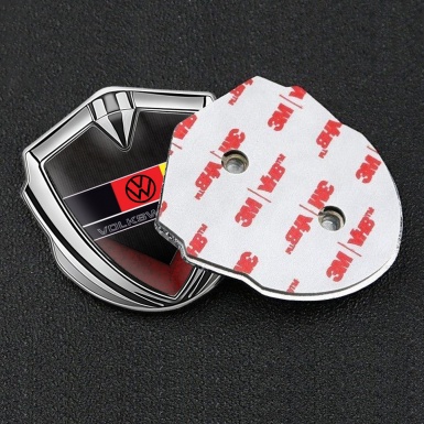 VW Bodyside Domed Emblem Silver Red Black Texture German Flag