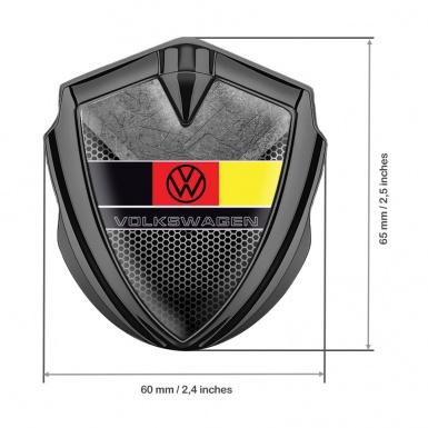 VW Emblem Metal Badge Graphite Stone Pattern German Flag Edition