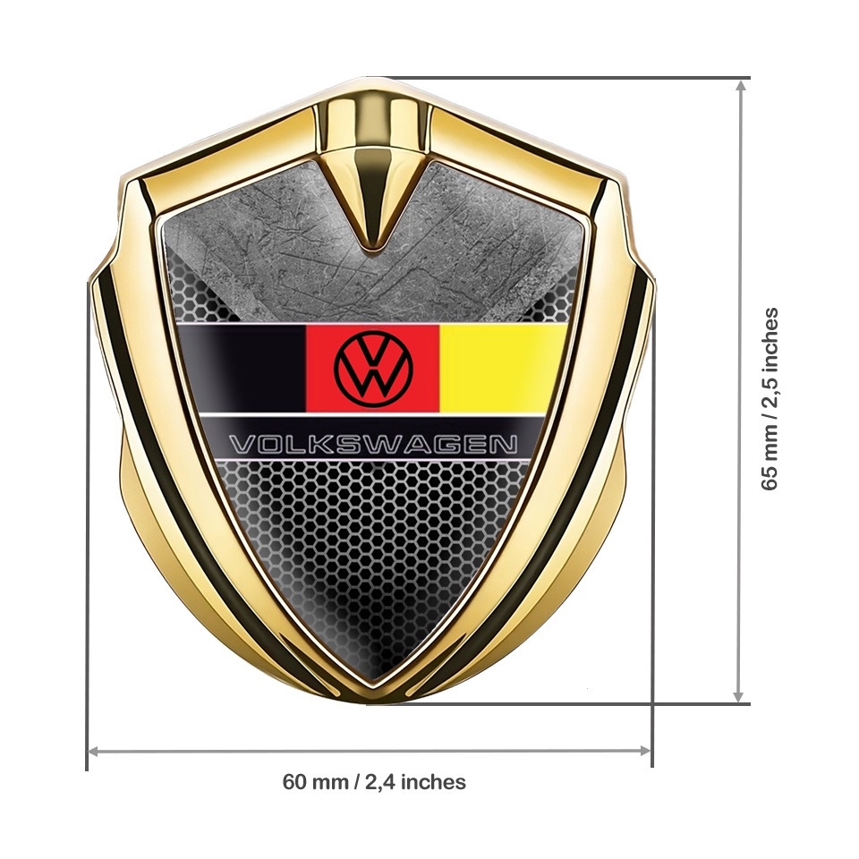 VW Emblem Metal Badge Gold Stone Pattern German Flag Edition | Metal ...