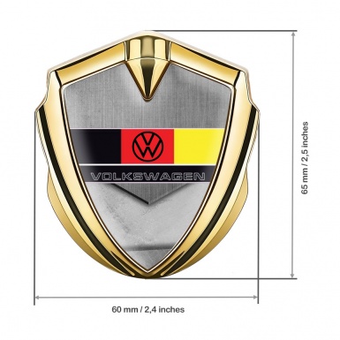 VW 3d Emblem Badge Gold Tarmac Texture German Flag Design