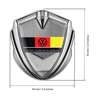 VW 3d Emblem Badge Silver Tarmac Texture German Flag Design