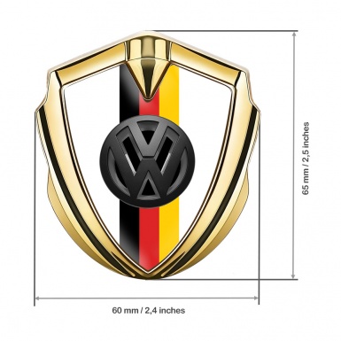 VW Metal Domed Emblem Gold White Base 3d Logo German Tricolor