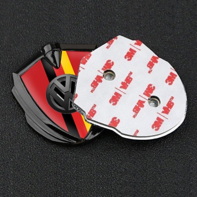 VW Emblem Badge Self Adhesive Graphite Red Base 3d Logo German Tricolor