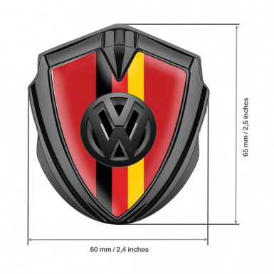 VW Emblem Badge Self Adhesive Graphite Red Base 3d Logo German Tricolor
