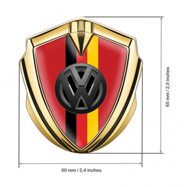 VW Emblem Badge Self Adhesive Gold Red Base 3d Logo German Tricolor