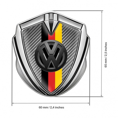 VW Badge Self Adhesive Silver Light Carbon 3d Logo German Flag