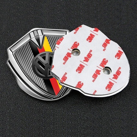 VW Badge Self Adhesive Silver Light Carbon 3d Logo German Flag