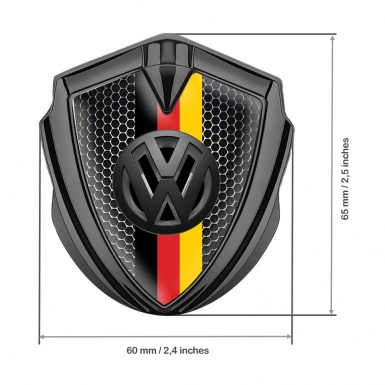 VW Metal Emblem Self Adhesive Graphite Dark Mesh 3d Logo German Flag