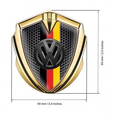 VW Metal Emblem Self Adhesive Gold Dark Mesh 3d Logo German Flag