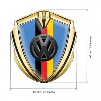 VW Fender Emblem Badge Gold Glacial Blue 3d Logo German Flag