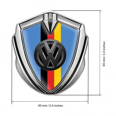 VW Fender Emblem Badge Silver Glacial Blue 3d Logo German Flag