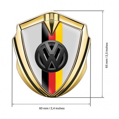 VW Emblem Self Adhesive Gold Grey Base 3d Logo German Tricolor