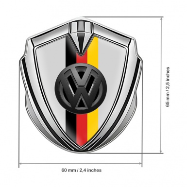 VW Emblem Self Adhesive Silver Grey Base 3d Logo German Tricolor