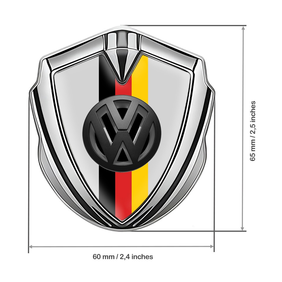 VW Emblem Self Adhesive Silver Grey Base 3d Logo German Tricolor ...