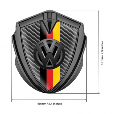 VW Metal Emblem Badge Graphite Dark Carbon 3d Logo German Tricolor