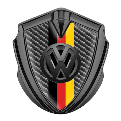 VW Metal Emblem Badge Graphite Dark Carbon 3d Logo German Tricolor