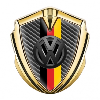 VW Metal Emblem Badge Gold Dark Carbon 3d Logo German Tricolor