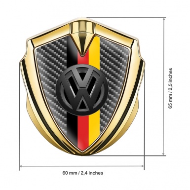 VW Metal Emblem Badge Gold Dark Carbon 3d Logo German Tricolor