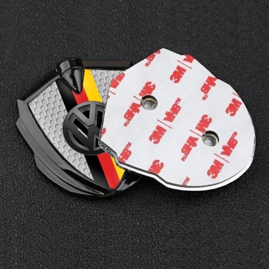 VW Bodyside Domed Emblem Graphite Honeycomb 3d Logo German Tricolor