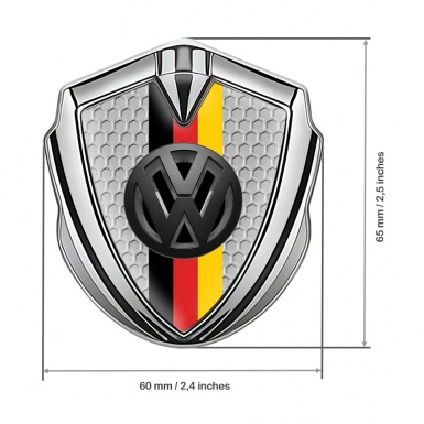 VW Bodyside Domed Emblem Silver Honeycomb 3d Logo German Tricolor